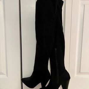 Zigi Soho Black Suede Over-the-Knee Heeled Boots